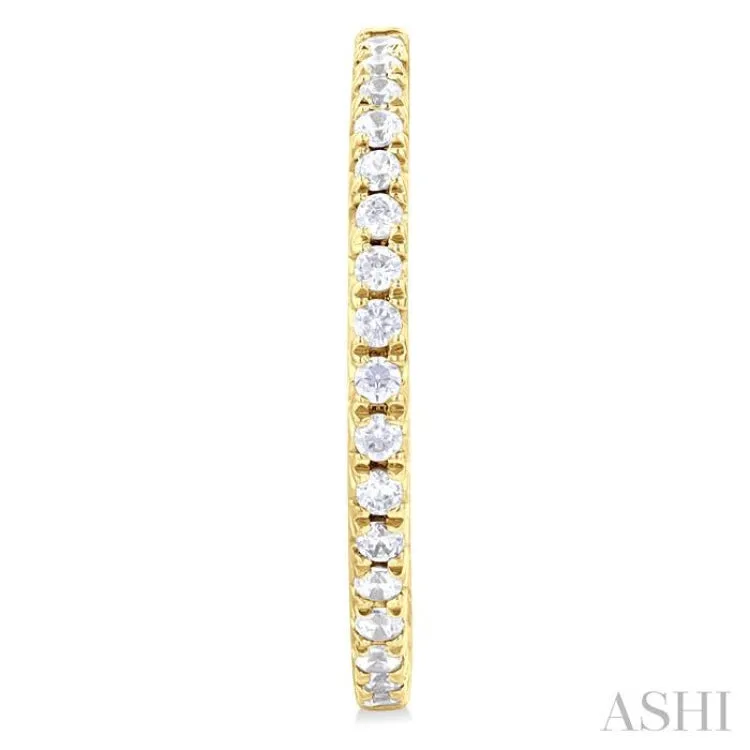 1/3 ctw French Pave Set Round Cut Diamond Fashion Half Hoop Earring in 14K Yellow Gold