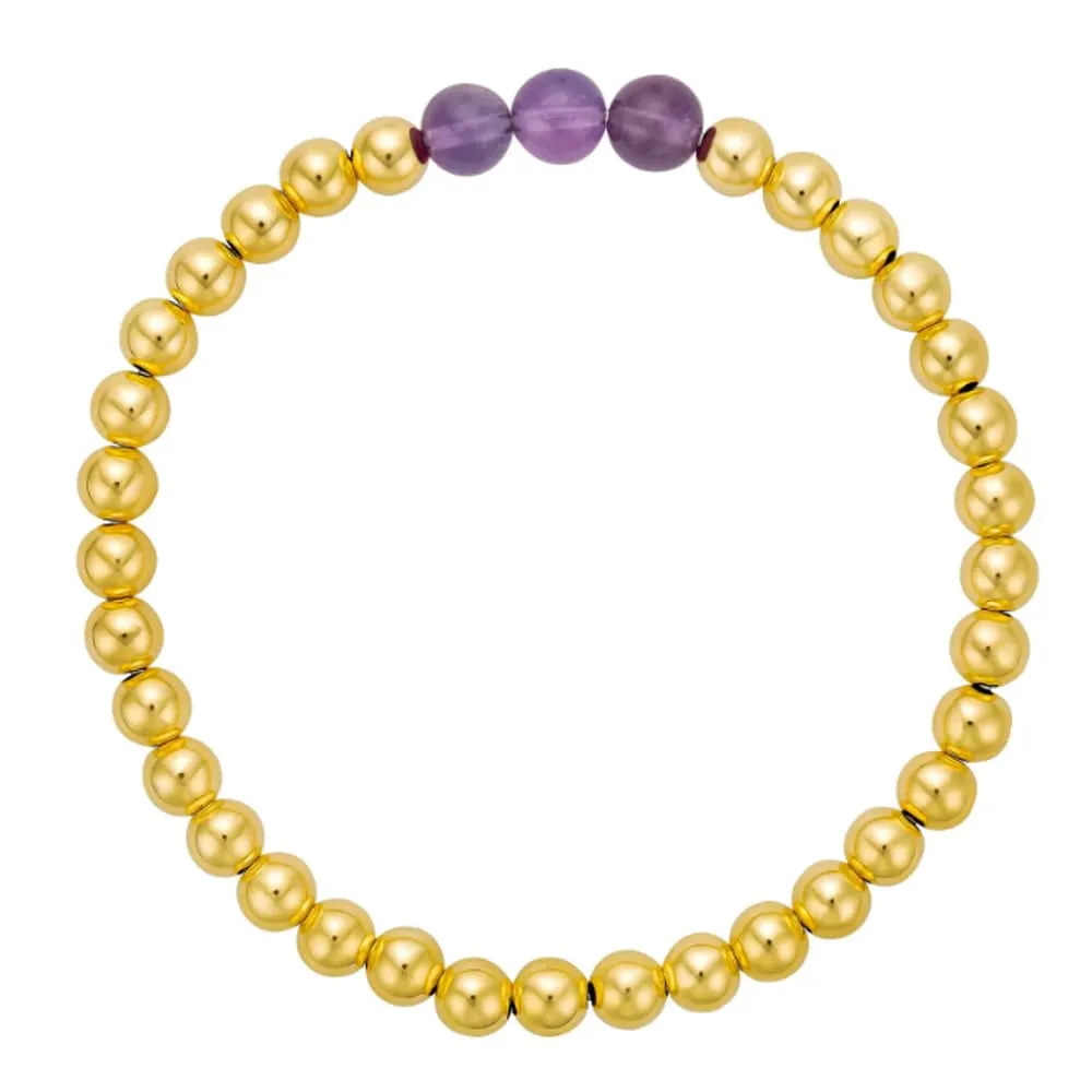 14k Gold Filled Bracelet w Amethyst 5mm Stretch to Fit