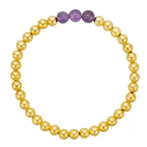 14k Gold Filled Bracelet w Amethyst 5mm Stretch to Fit