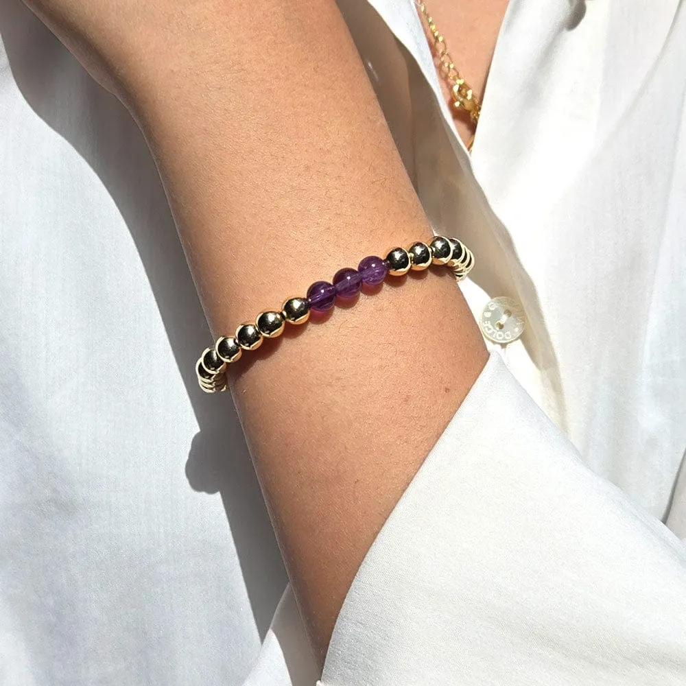 14k Gold Filled Bracelet w Amethyst 5mm Stretch to Fit
