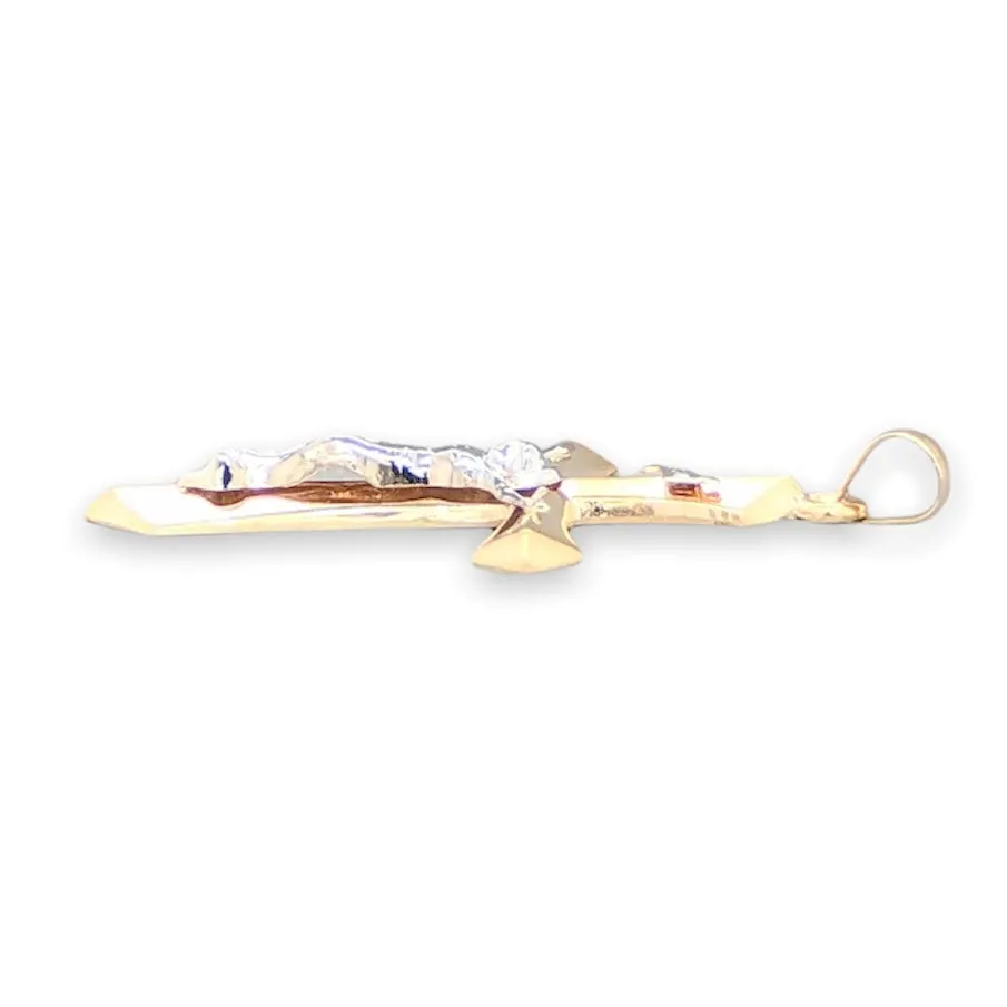 14K TT Gold 35x21.8mm INRI Crucifix