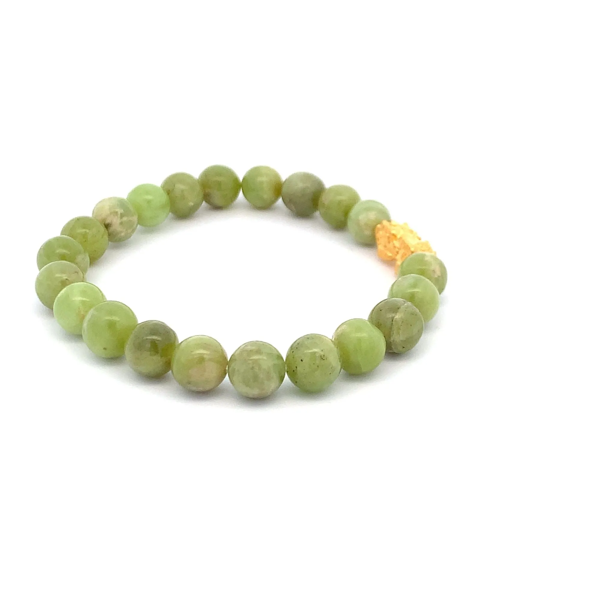 24K Gold Piyao Pixiu Lucky Charm Bracelet Gemstones Peridot Light Green
