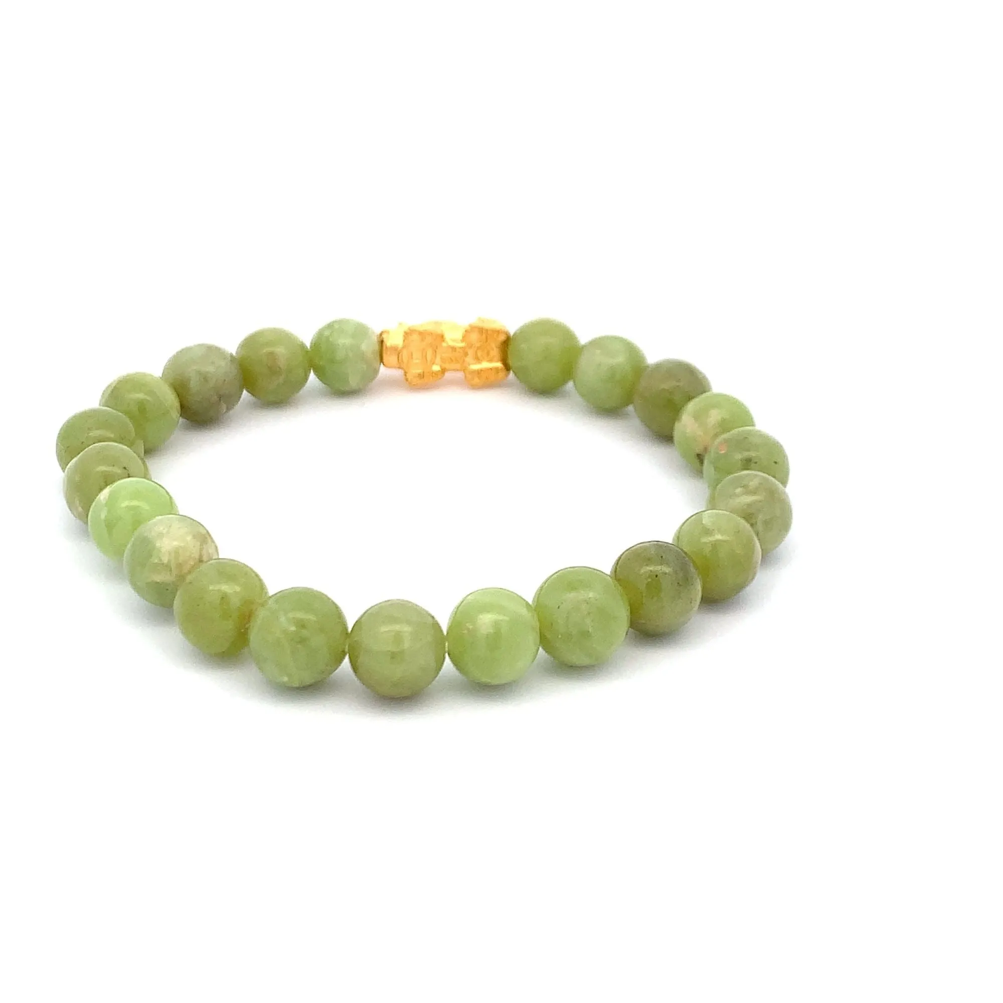 24K Gold Piyao Pixiu Lucky Charm Bracelet Gemstones Peridot Light Green