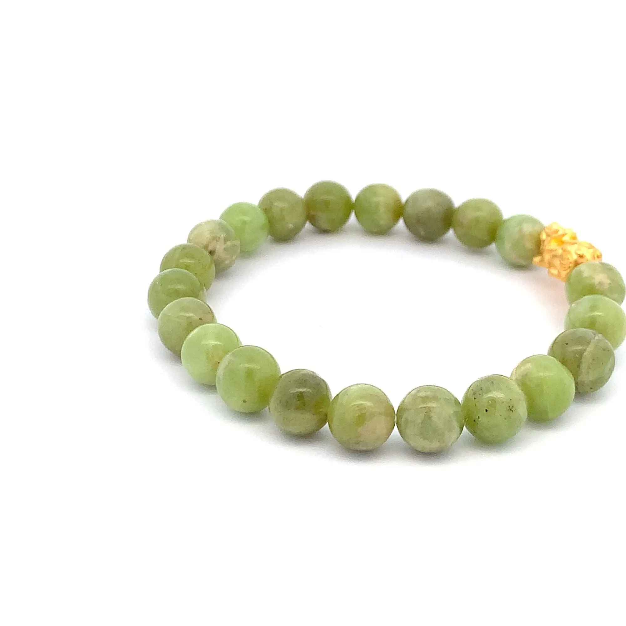 24K Gold Piyao Pixiu Lucky Charm Bracelet Gemstones Peridot Light Green
