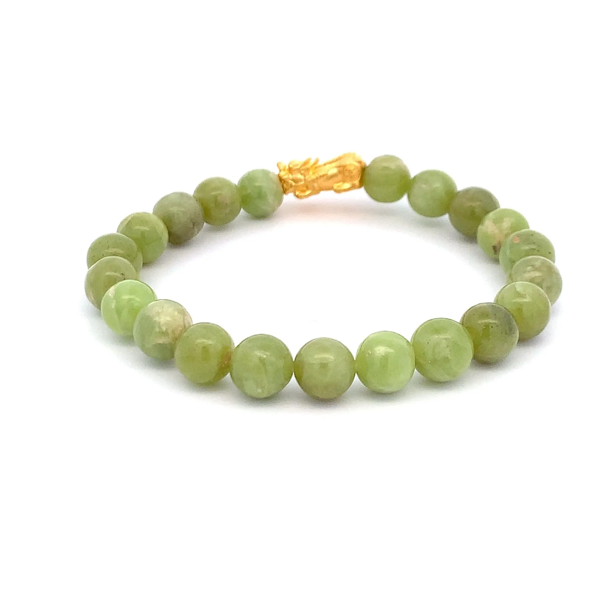 24K Gold Piyao Pixiu Lucky Charm Bracelet Gemstones Peridot Light Green