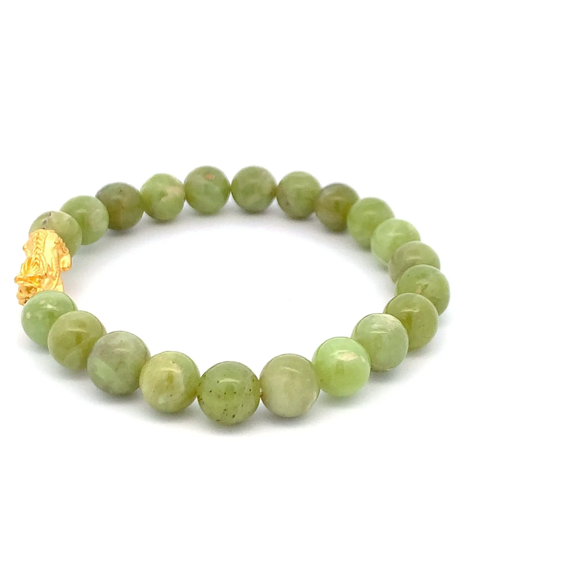 24K Gold Piyao Pixiu Lucky Charm Bracelet Gemstones Peridot Light Green