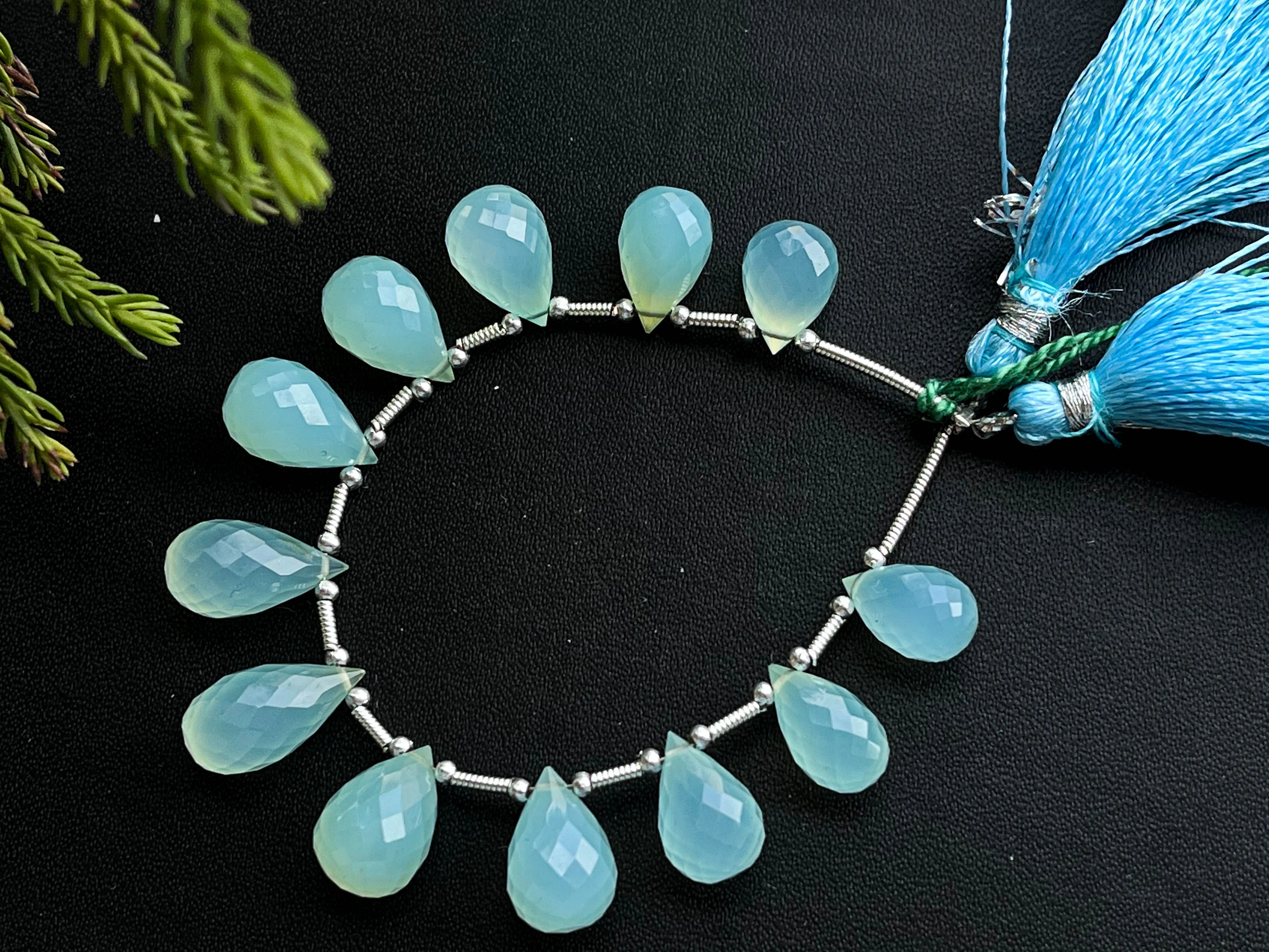 Aqua Blue Onyx Faceted Drops, 12 Pieces | 7x10mm to 7x14mm