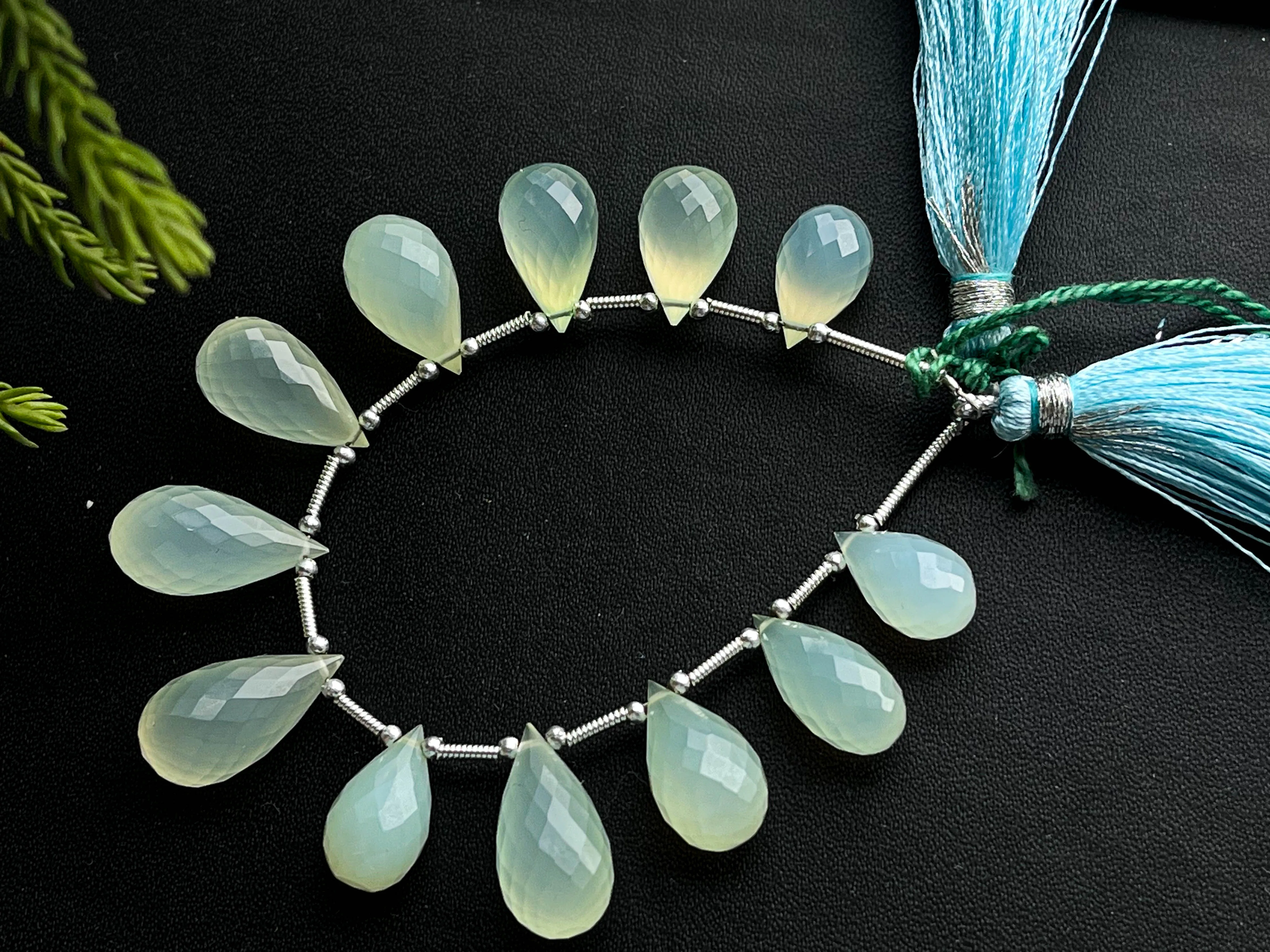 Aqua Blue Onyx Faceted Drops, 12 Pieces | 7x13mm to 7x19mm