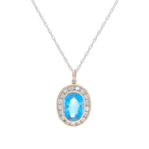 Aquamarine and Diamond Pendant 18K Gold