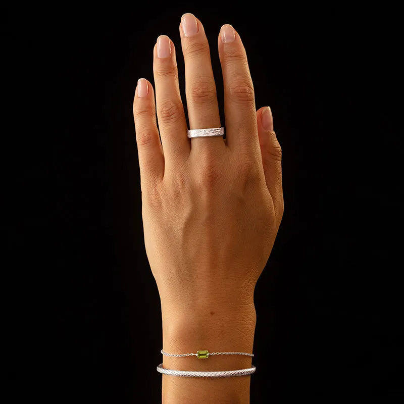 Baguette Mini Bracelet, Peridot, Silver