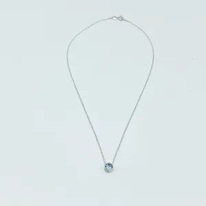 CA Parthenia Silver (Rhodium) White Gold Plated and CZ Aquamarine Diamond Cut Pendant