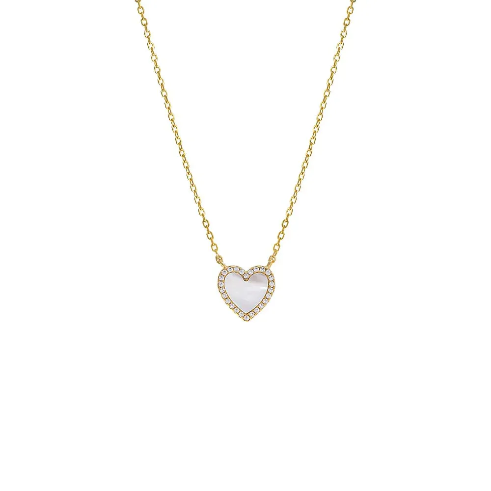 Colored Stone Pave Heart Necklace