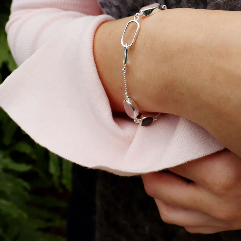Dainty Rose Quartz Garnet Bracelet