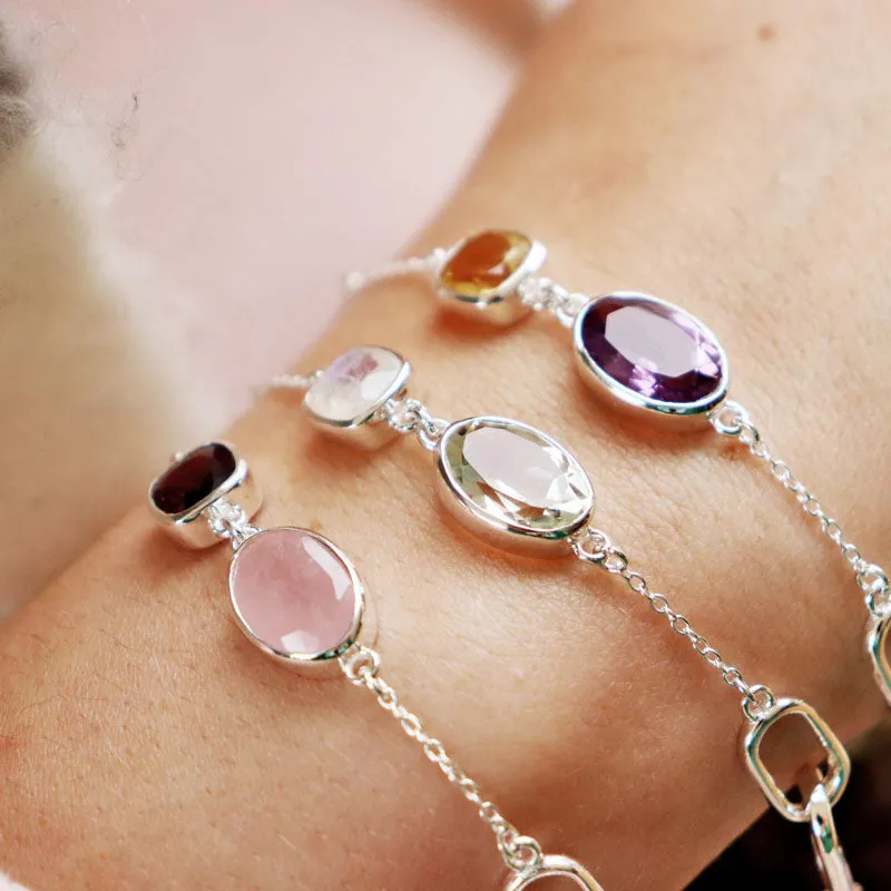Dainty Rose Quartz Garnet Bracelet