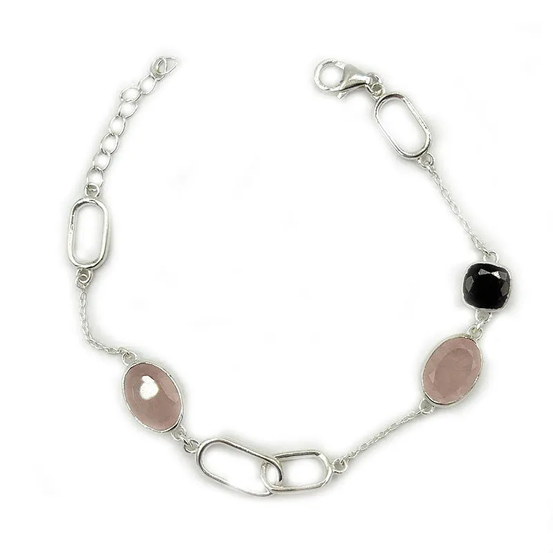 Dainty Rose Quartz Garnet Bracelet
