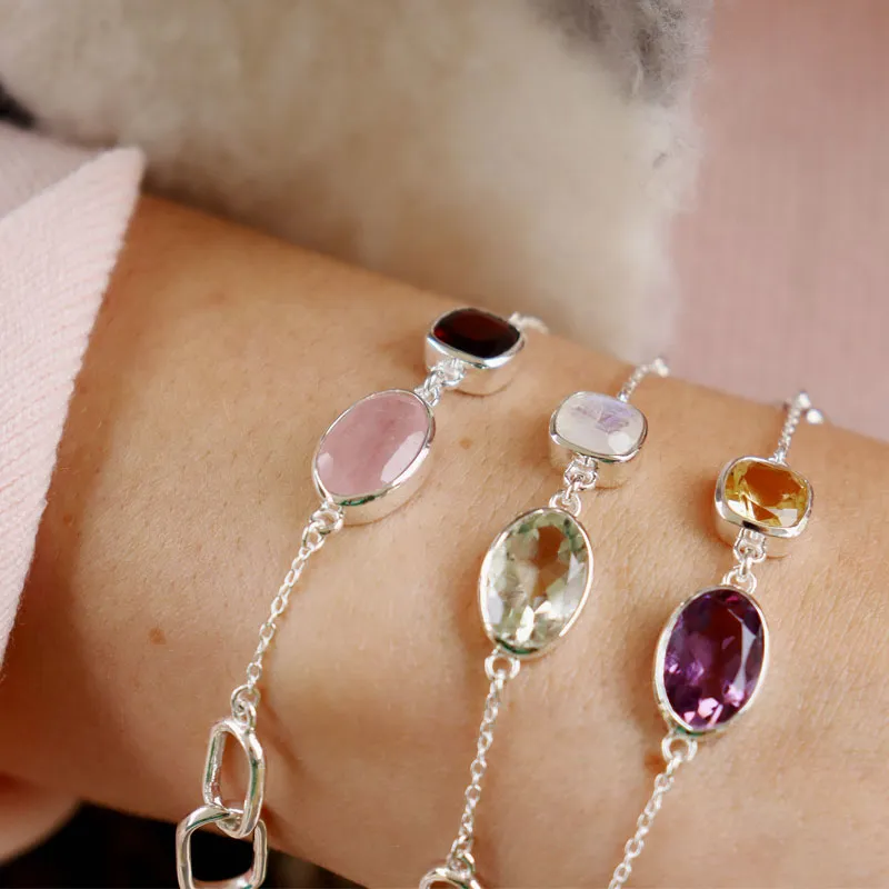 Dainty Rose Quartz Garnet Bracelet