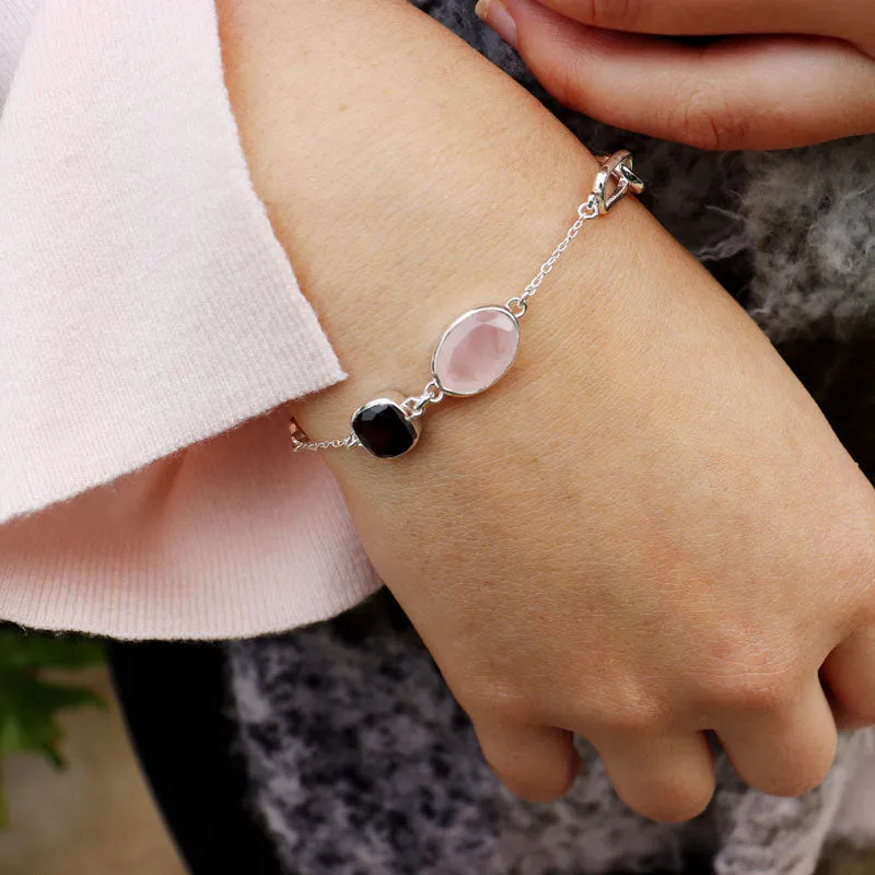 Dainty Rose Quartz Garnet Bracelet