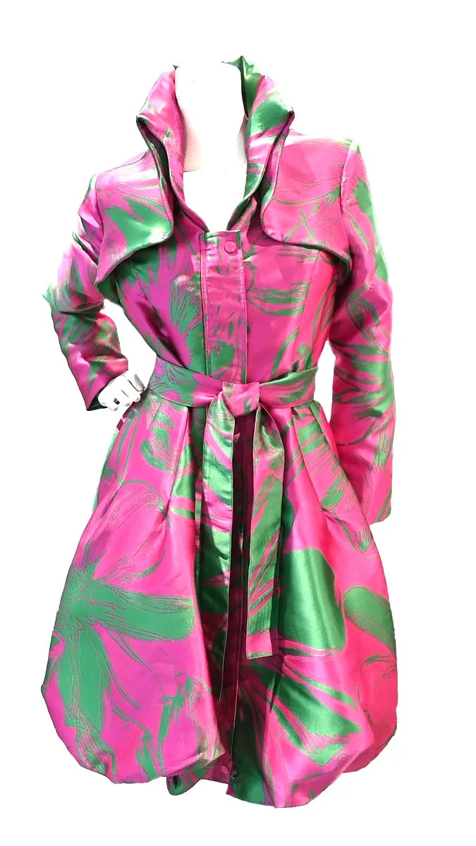 ELEGANT PINK AND GREEN COAT DRESS
