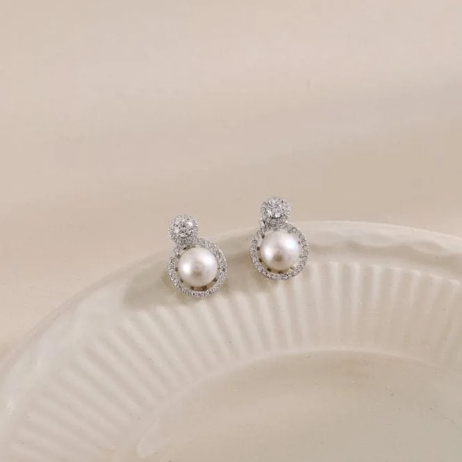 Fresh Water Pearl Sparkling Stud Earrings ERLE021