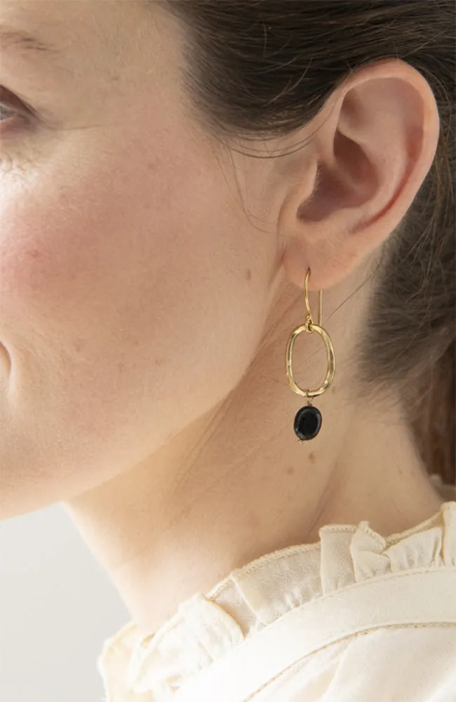 Graceful oorbellen Black Onyx goud