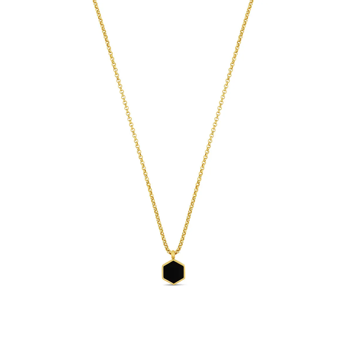 Hex Onyx Pendant Necklace - Gold