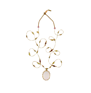 Long Tibetan Necklace - Pink Rose Quartz