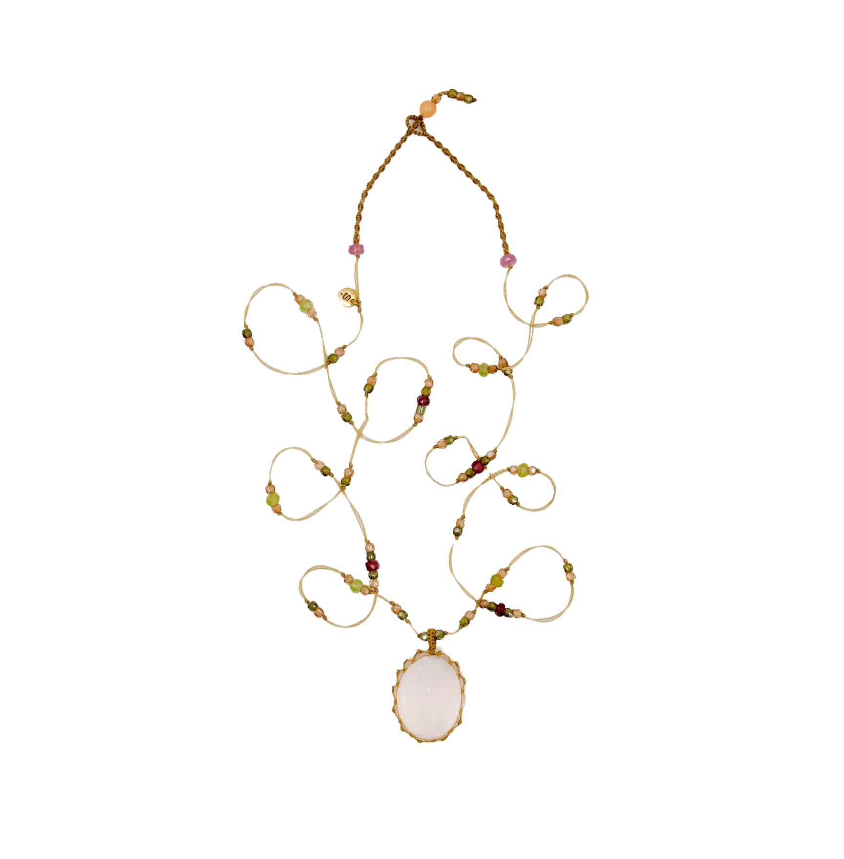 Long Tibetan Necklace - Pink Rose Quartz
