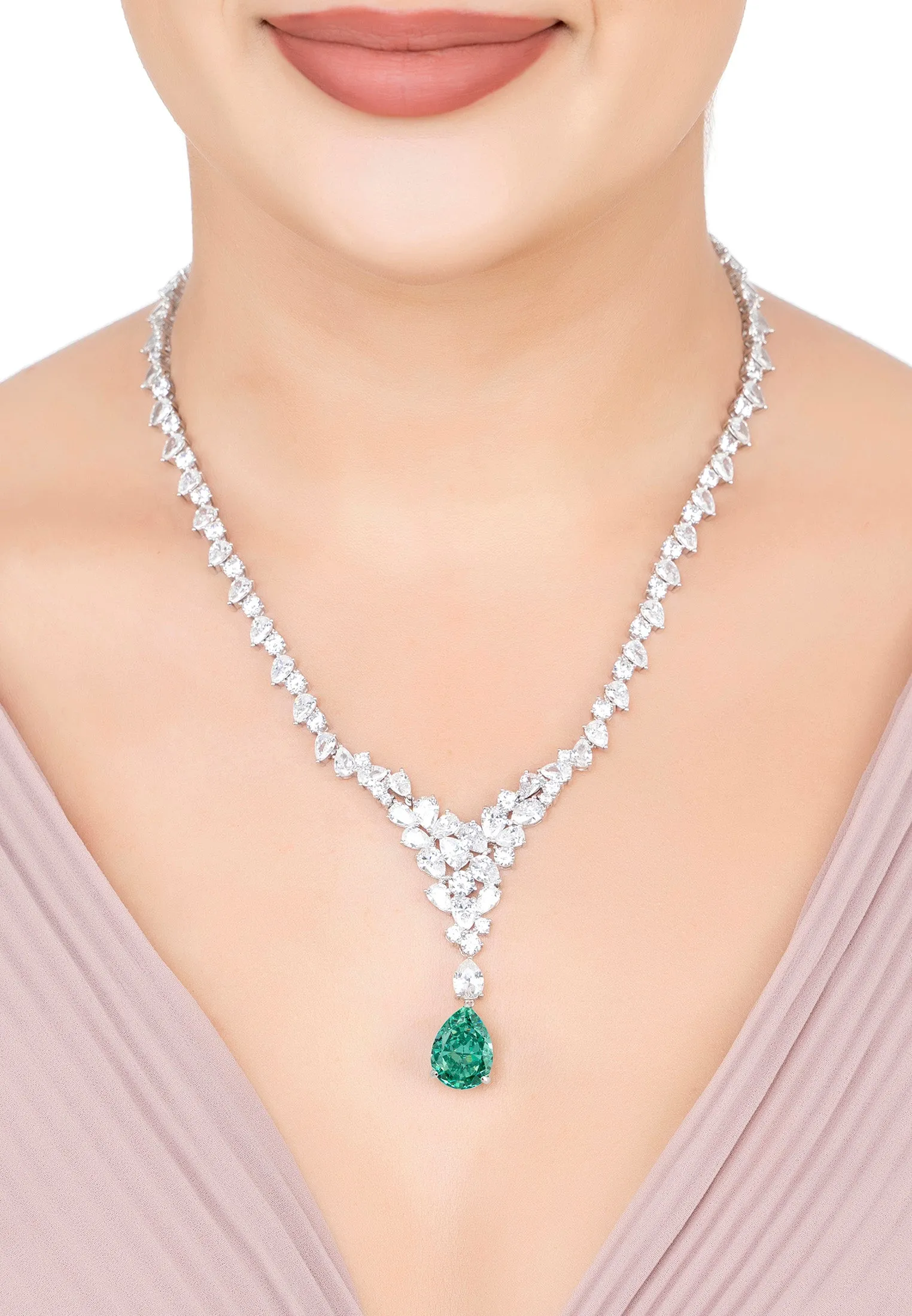 Lydia Statement Necklace Aquamarine Silver