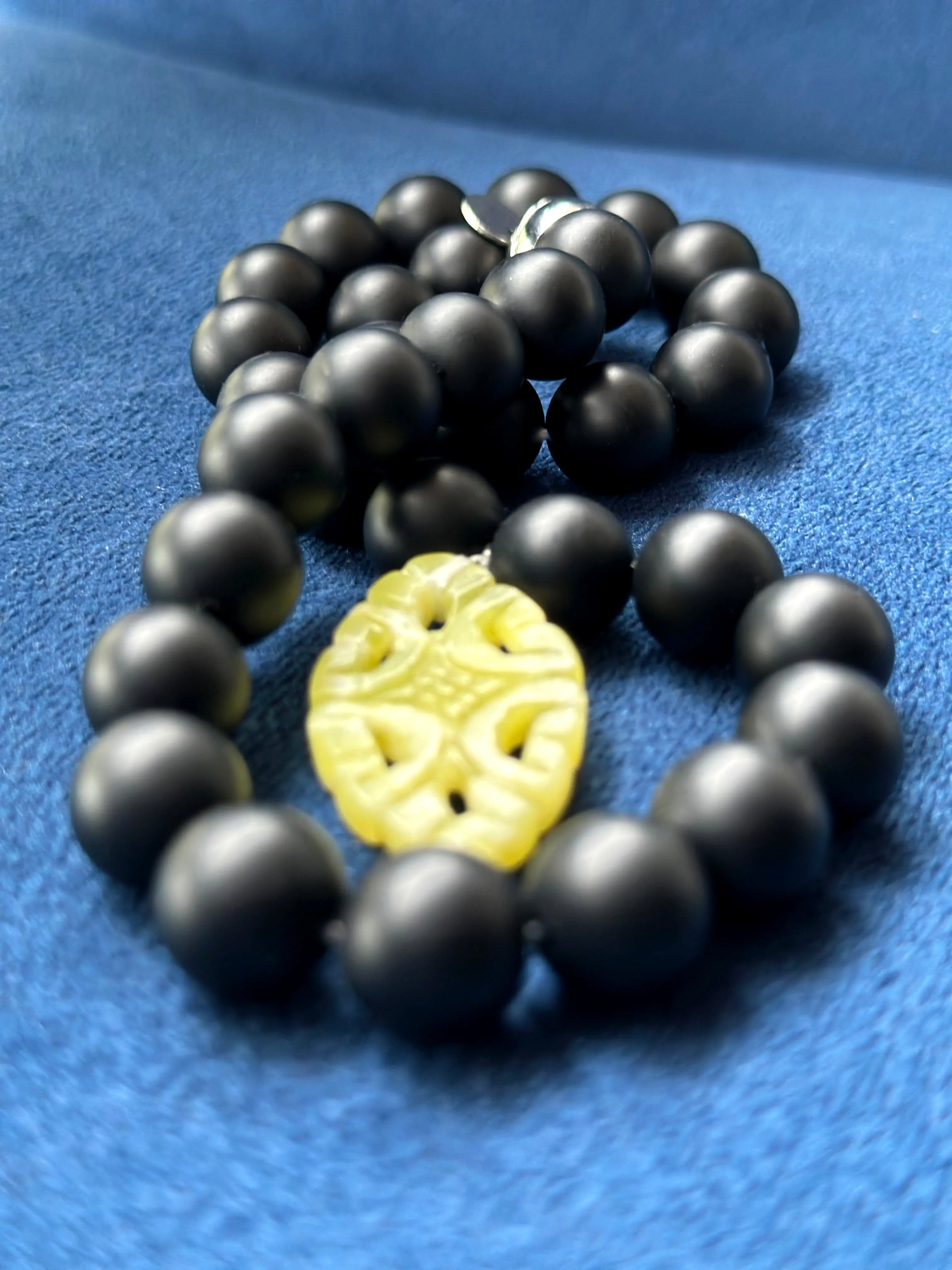Modern Matte Black Onyx Necklace with Pendant
