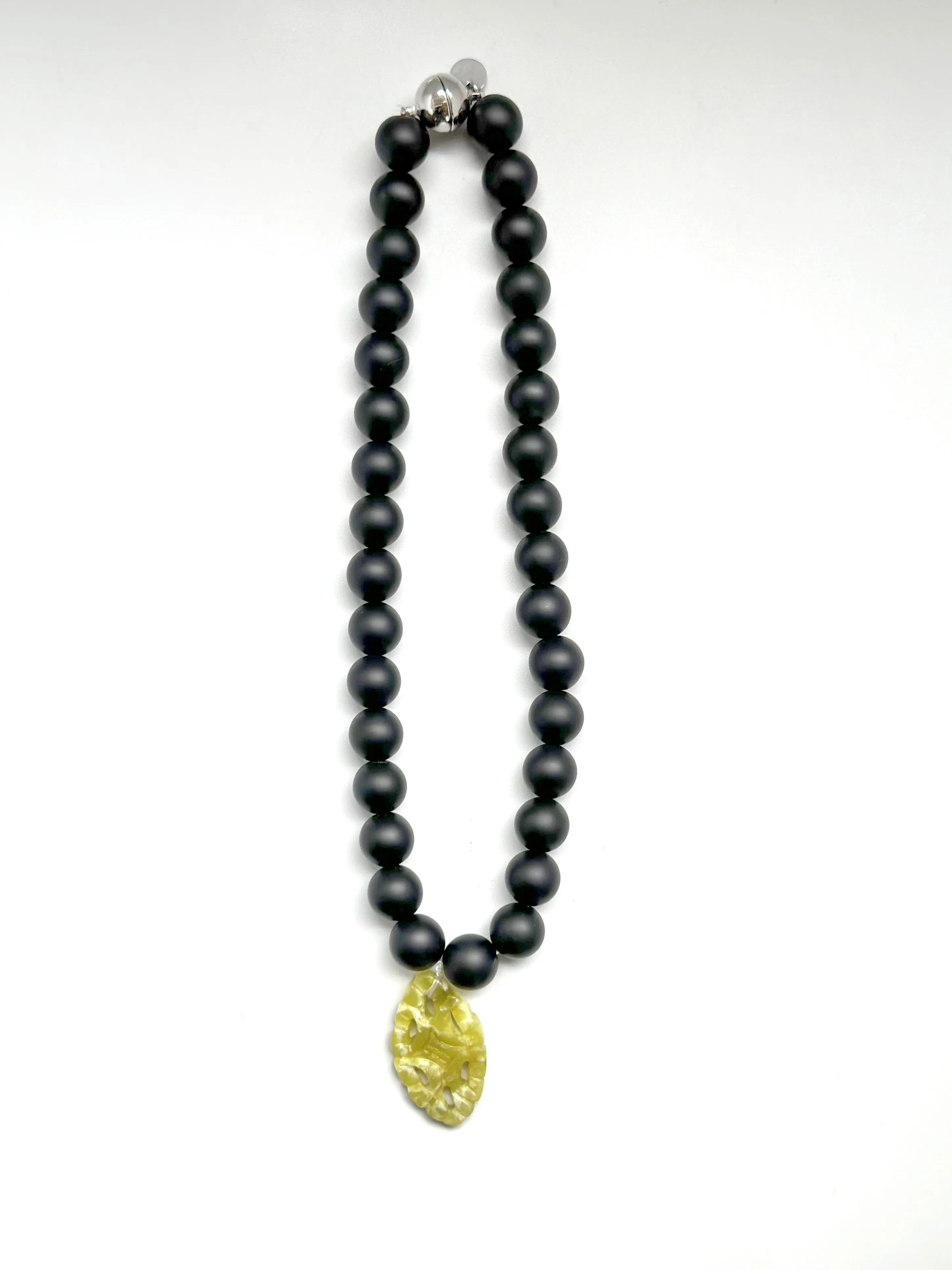 Modern Matte Black Onyx Necklace with Pendant