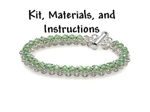 PERIDOT GREEN Spine of the Centipede Weave Bracelet Chain Maille Kit, includes materials, full color instructions, August Birthstone kit0026