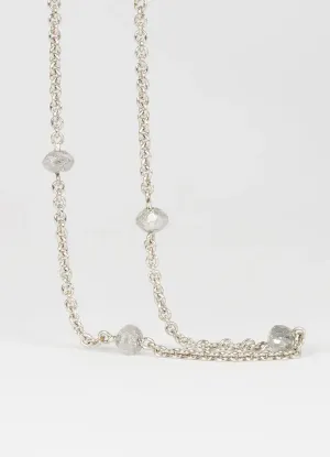 Platinum Salt and Pepper Diamond Bead Necklace