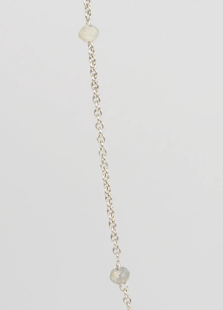 Platinum Salt and Pepper Diamond Bead Necklace