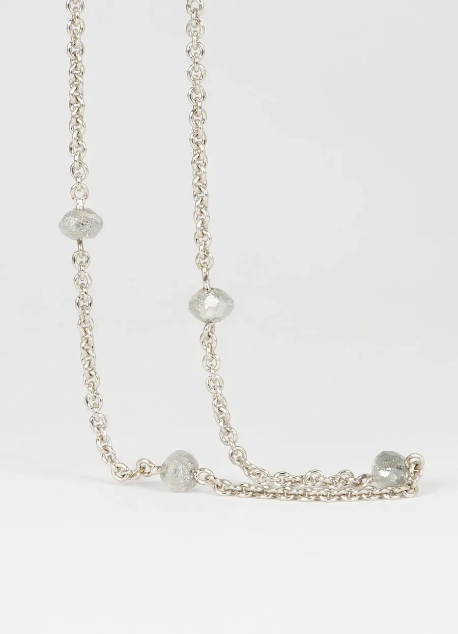 Platinum Salt and Pepper Diamond Bead Necklace