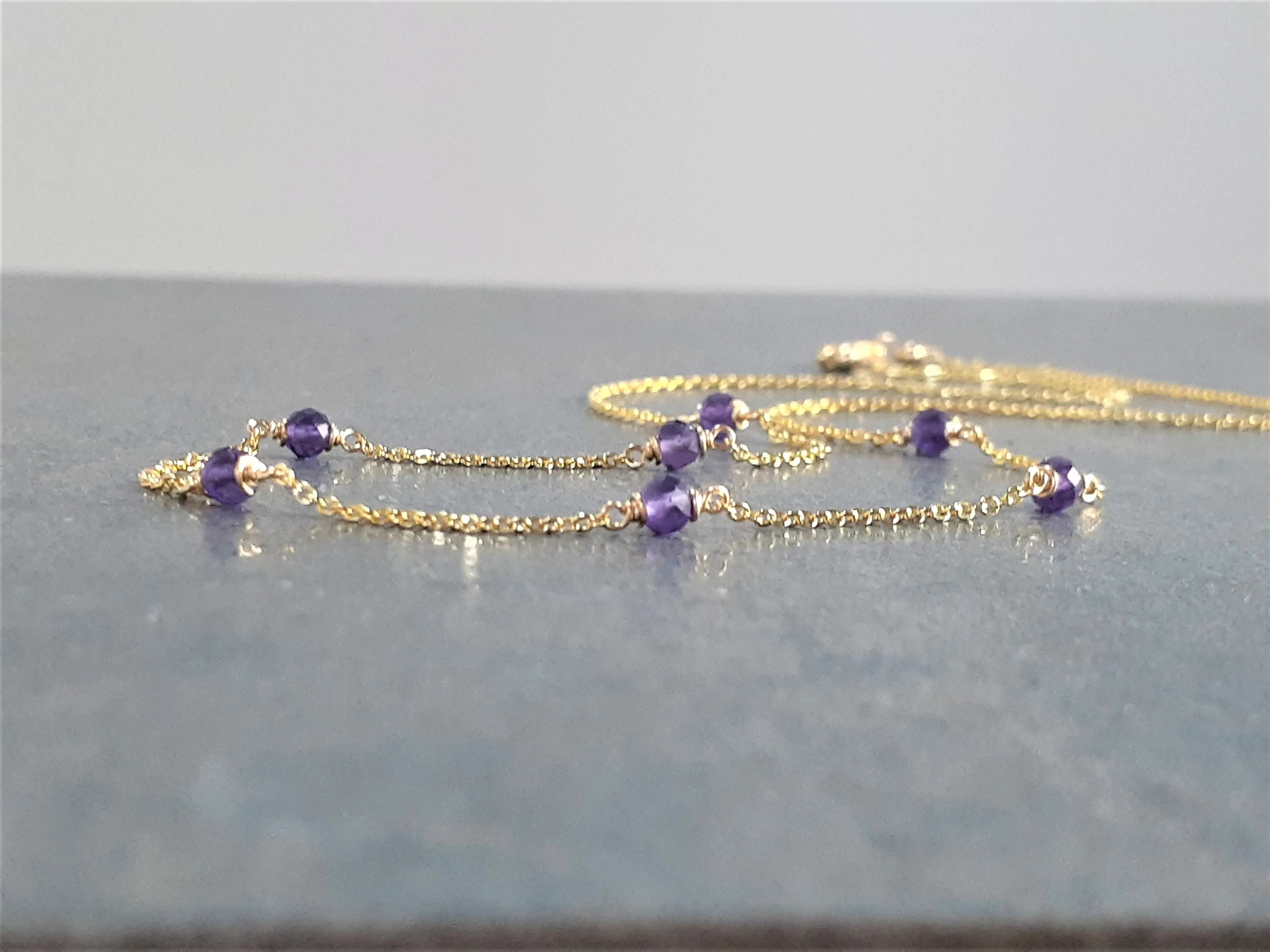 Purple Amethyst Beaded Necklace