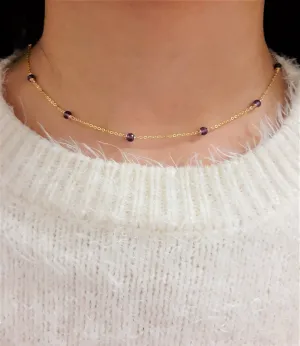 Purple Amethyst Beaded Necklace