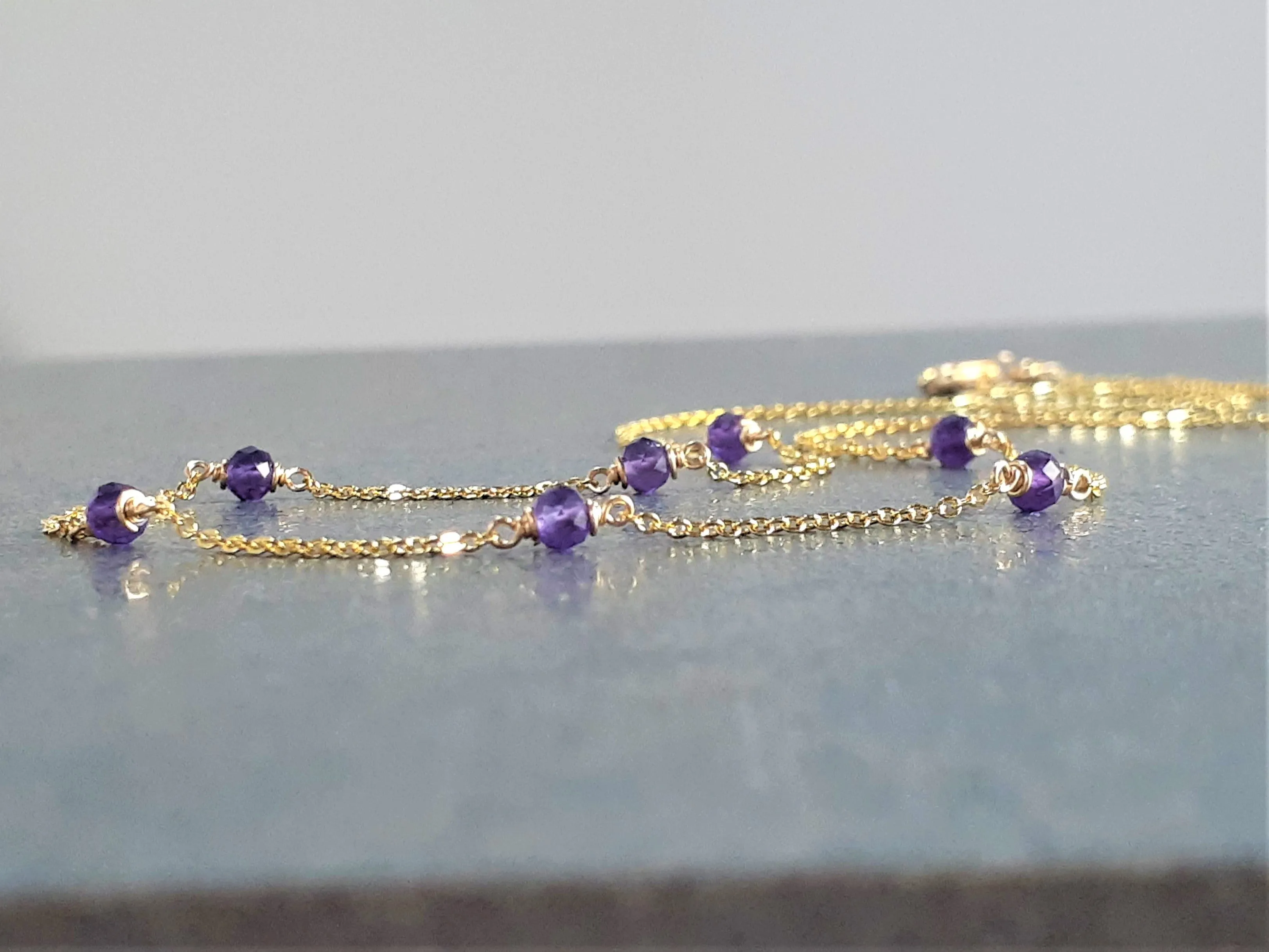 Purple Amethyst Beaded Necklace