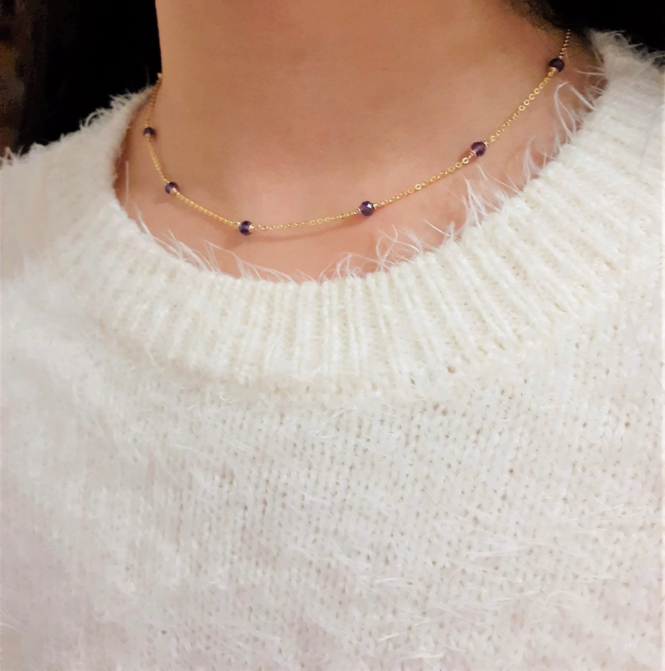 Purple Amethyst Beaded Necklace