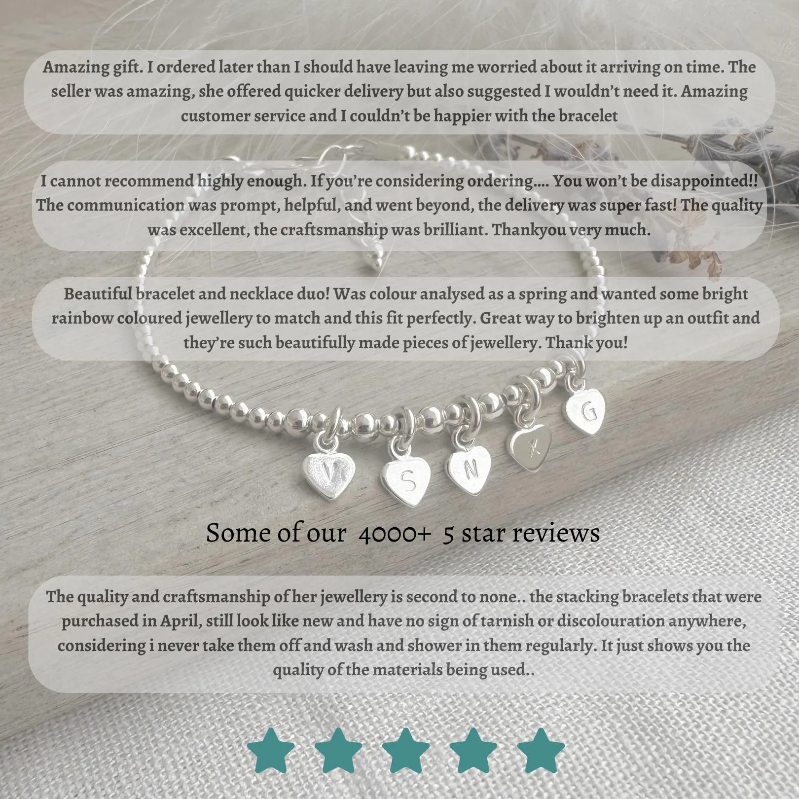 Set of Family Birthstone Stacking Bracelets, Initial Bracelet
