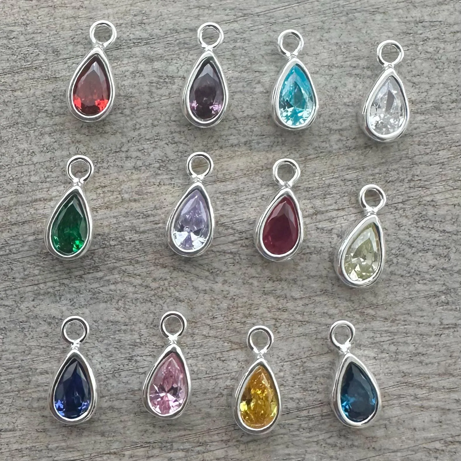 Silver Birthstone Bracelet Set, Stacking Bracelets in sterling silver with Cubic zirconia