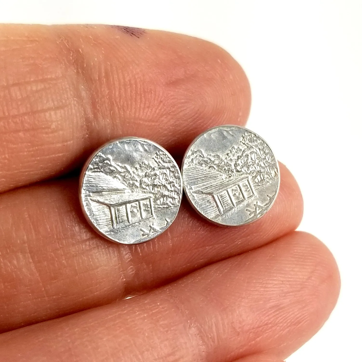 Silver Great Smoky Mountains National Park Quarter Punch Out Stud Earrings