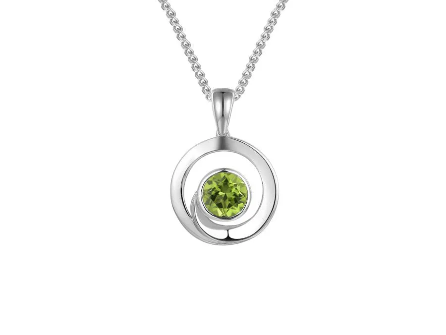 Silver Swirl Peridot Necklace