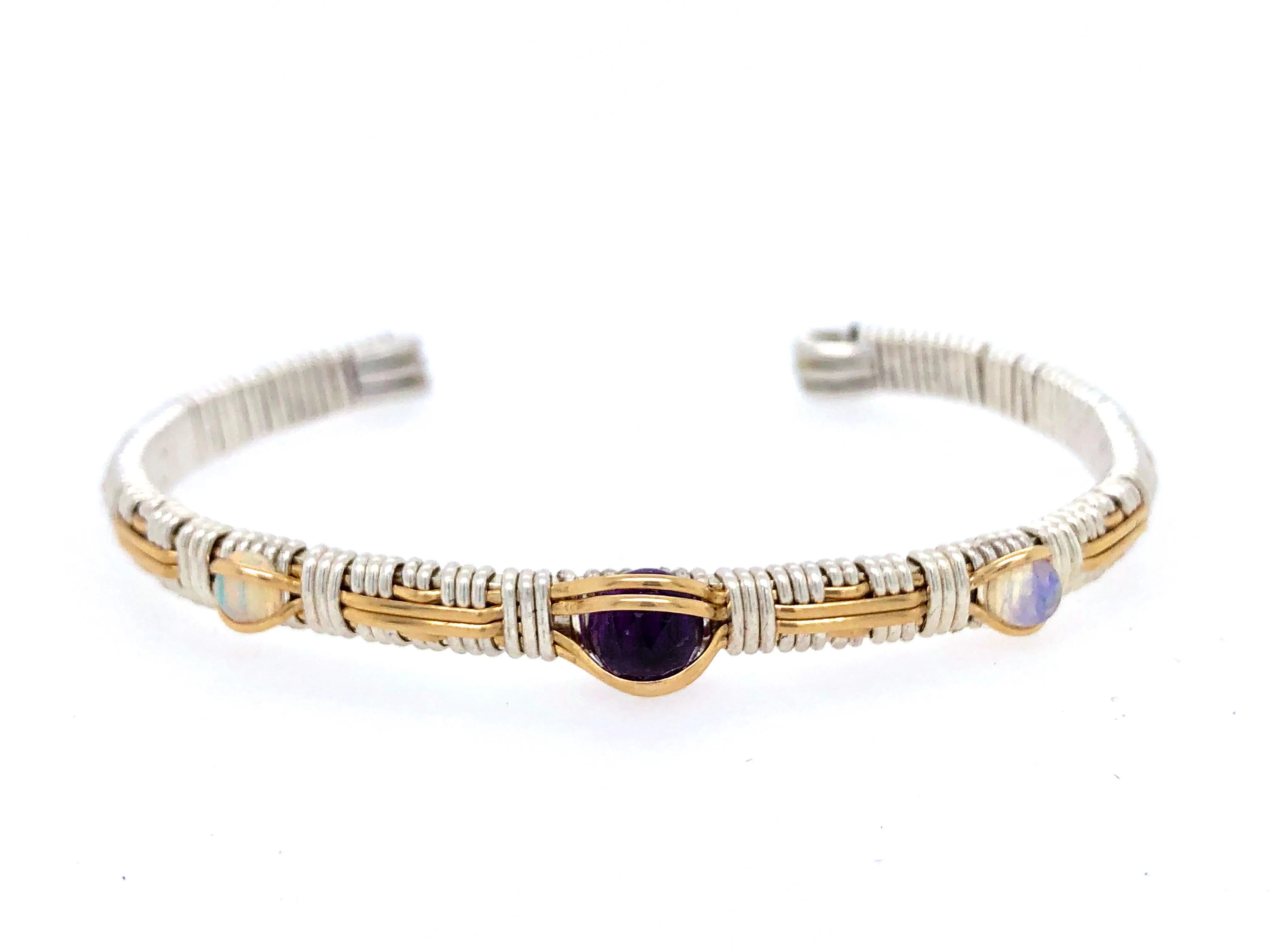 Southwest Three Stone Cuff: Garnet and Opal
