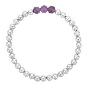 Sterling Silver Bracelet with Amethyst Beads