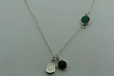 Turquoise, onyx, silver necklace