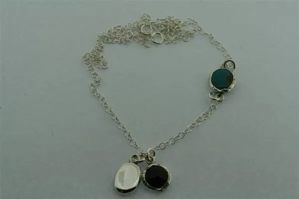 Turquoise, onyx, silver necklace