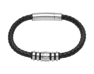Unique & Co Black Leather Bracelet B282BL