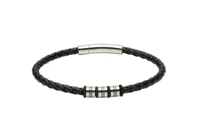 Unique & Co Black Leather Bracelet B375BL