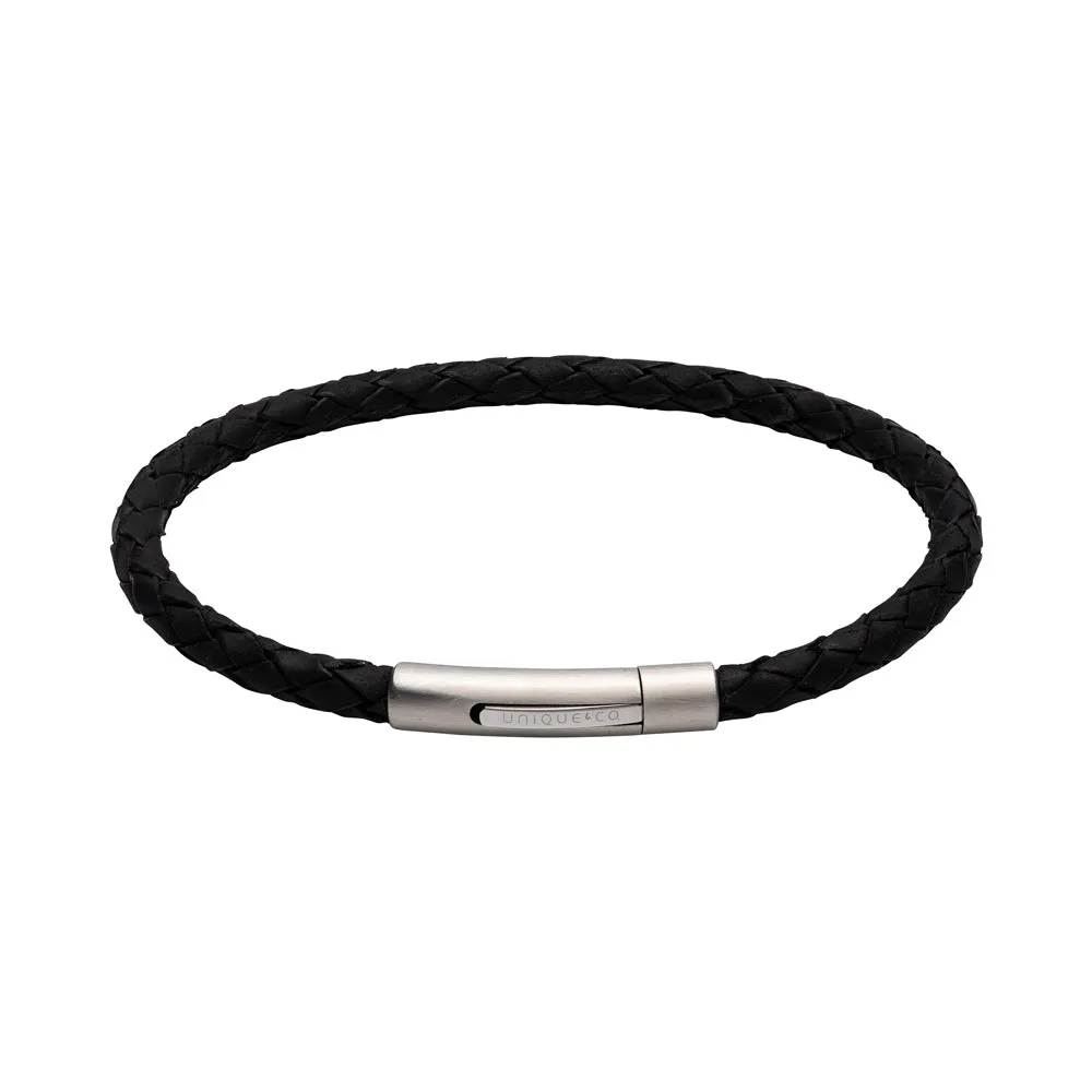 Unique & Co Black Leather Bracelet B444BL