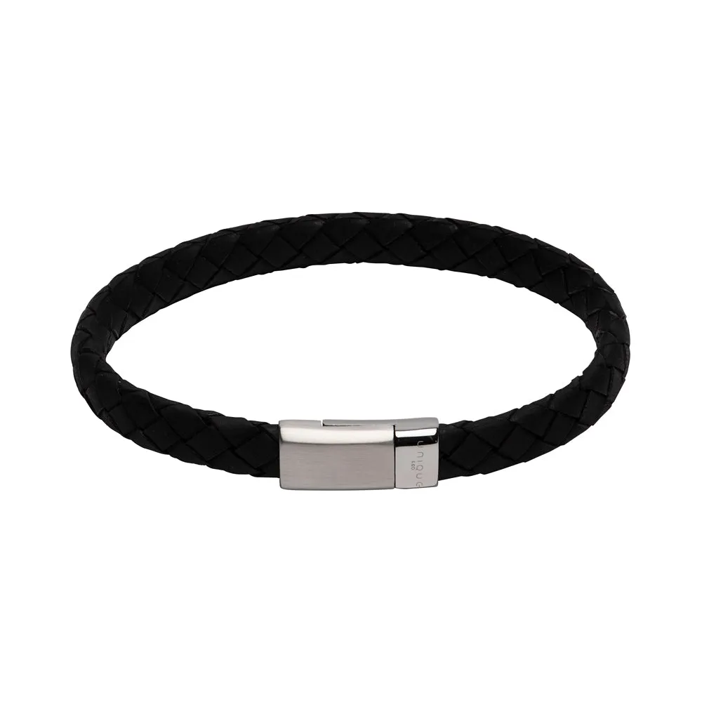 Unique & Co Black Leather Bracelet B446BL